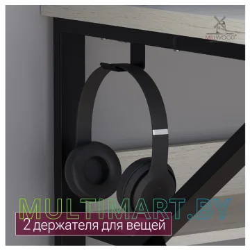Компьютерный стол Millwood Кембридж 1600х800 ЛДСП (дуб белый крафт/металлокаркас черный) картинка 9